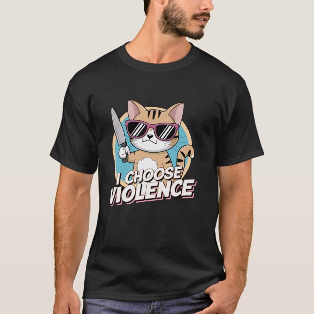 T-SHIRT JE CHOISIS LA VIOLENCE ORANGE CAT (Devant)