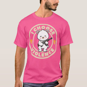 T-shirt Je Choisis Violence Drôle Mignonne Ours Tenant Un