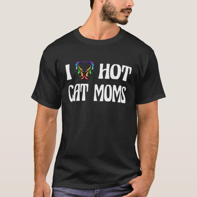 T-shirt Je Coeur Chaud J'Aime Chaud Chat Moms (Devant)