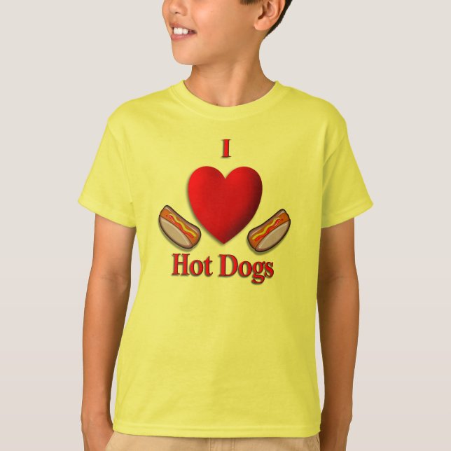 T-shirt Je Coeur Chiens Chauds (Devant)