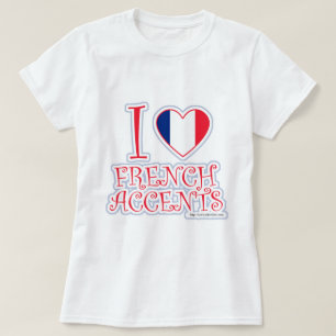 T-shirt Je coeur Français Accents Slogan amusant