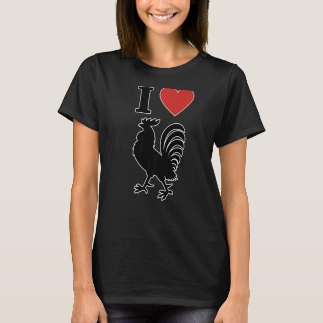 T-shirt Je Coeur Gros Coq Noir J'Aime Gros Rooste Noir (Devant)