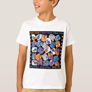 T-shirt Je Coeur Les Chats ! Collage