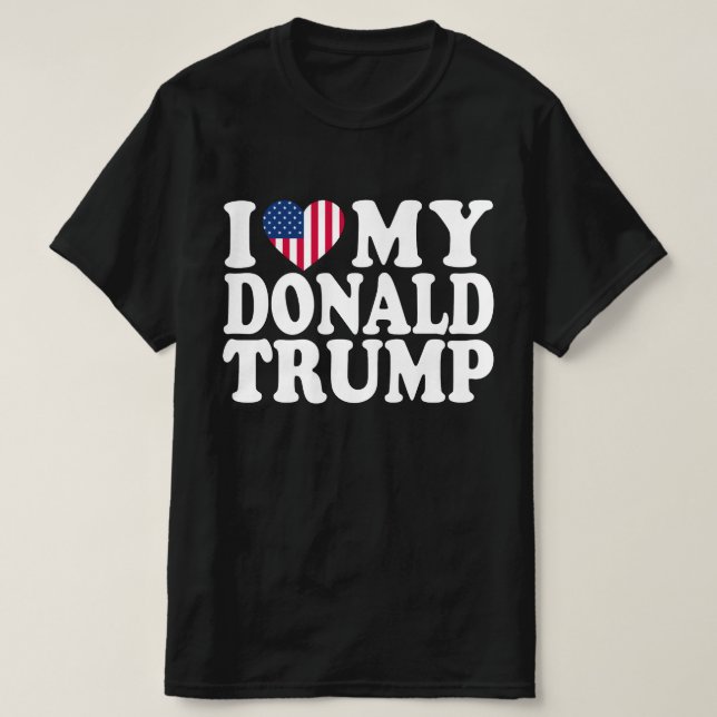 T-shirt Je Coeur Mon Donald Trump Pour Le Président 2024 (Design devant)