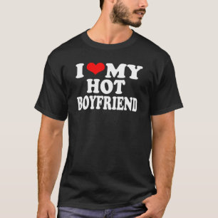T-shirt Je Coeur Rouge Drôle J'Aime Mon Petit Ami Chaud