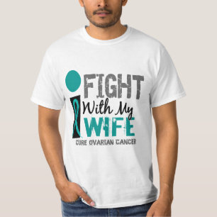 T-shirt Je combats avec mon Cancer ovarien d'épouse