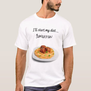 T-shirt Je commencerai ma diète demain avec des spaghettis