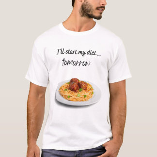 T-shirt Je commencerai ma diète demain avec des spaghettis