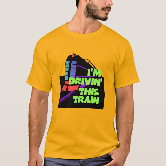 T-shirt Je conduis ce train Mens Gold  (Devant)