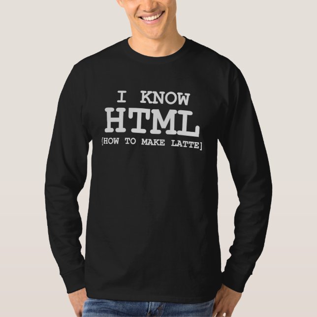 T-shirt Je connais HTML Comment faire un latte Barista Boi (Devant)