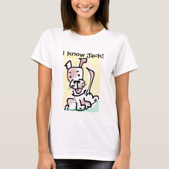 T-shirt Je connais Jack ! Drôle Cartoon Jack Russell Chien (Devant)