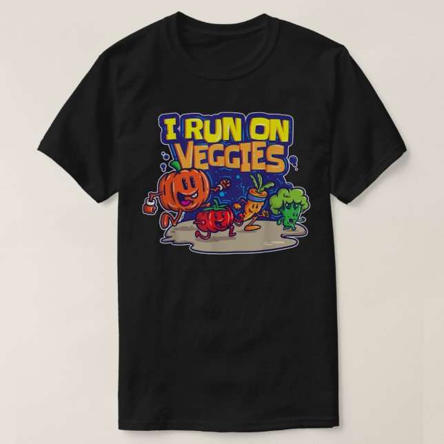 T-shirt Je Coure Sur Légume Funny Vegan Runer Végétarien V (Design devant)