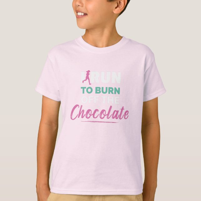 T-shirt Je cours pour brûler le chocolat (Devant)