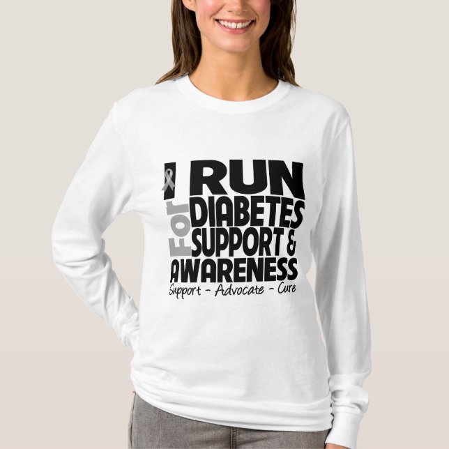 T-shirt Je cours pour la conscience de diabète (Devant)