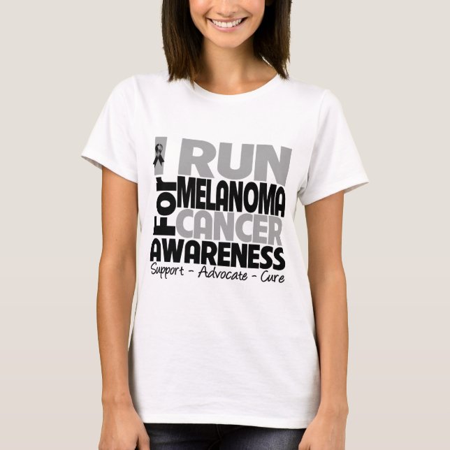 T-shirt Je cours pour la conscience de mélanome (Devant)