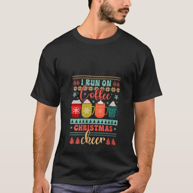 T-shirt Je Cours Sur Café Et Noël Chevaucher Festive Vilai (Devant)