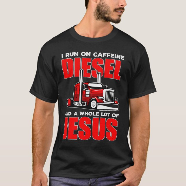 T-shirt Je cours sur Diesel et Jesus Christian Truck Drive (Devant)