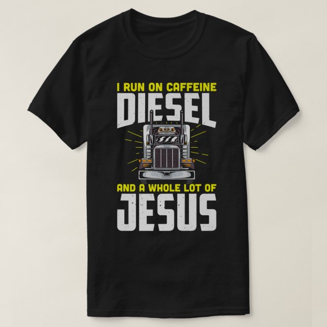 T-shirt Je cours sur du diesel à la caféine et beaucoup de (Design devant)