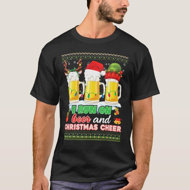 T-shirt Je Cours Sur La Bière Et Noël Chevaucher Mer Doux  (Devant)