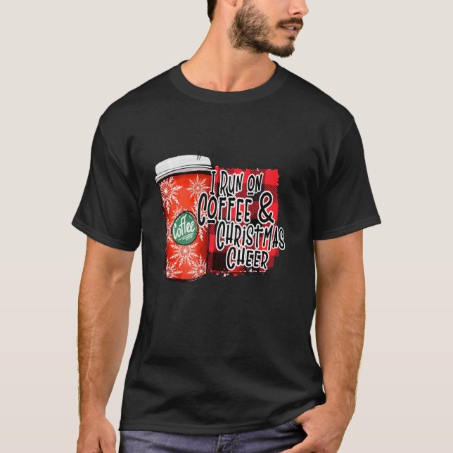 T-shirt Je Cours Sur Le Café Et Noël Joyeux Noël (Devant)