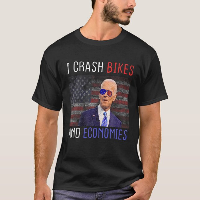 T-shirt Je Crash Vélos Et Économies Drôle Joe Biden Vélo (Devant)