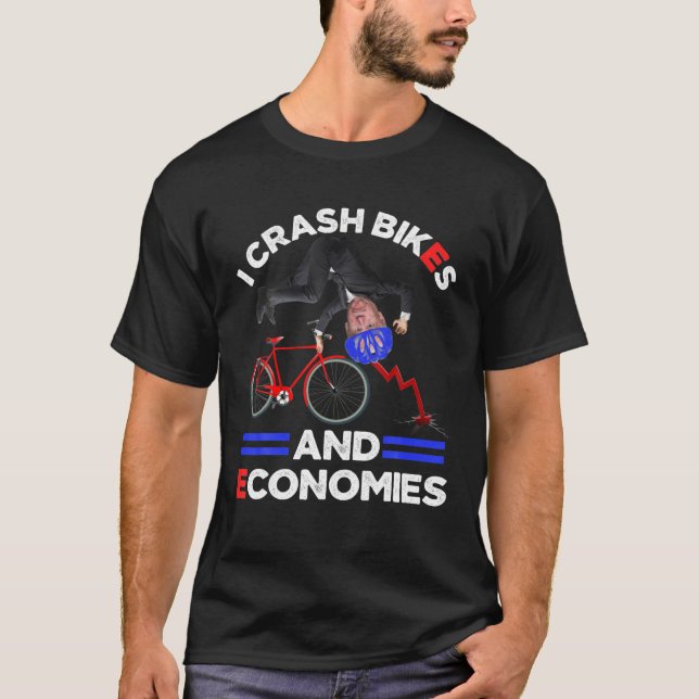 T-shirt Je Crash Vélos Et Économies Joe Biden Tomber (Devant)