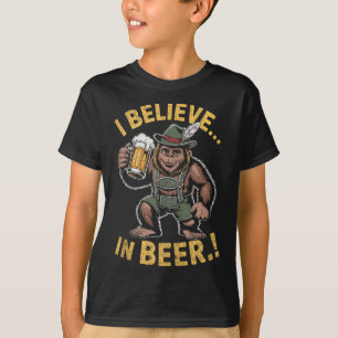 T-shirt Je Crois En Bière Drôle Bigfoot Lederhosen Joke Ta