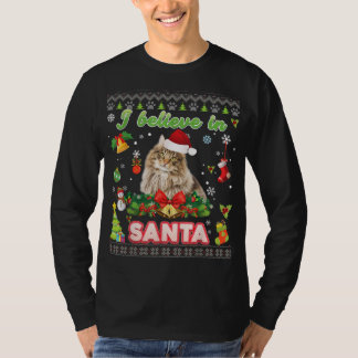 T-shirt Je Crois En Père Noël Norwegian Forest Chat Noël