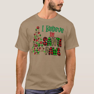 T-shirt Je Crois En Père Noël Paws Avec Des Pattes D'Arbre