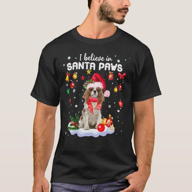 T-shirt Je Crois En Père Noël Paws Cavalier King Charles S (Devant)