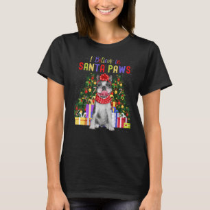 T-shirt Je Crois En Père Noël Paws Mignon Chien De Fer Fra