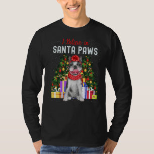 T-shirt Je Crois En Père Noël Paws Mignon Chien De Fer Fra