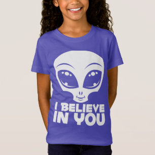 T-Shirt Je crois en toi, l'Alien en blanc
