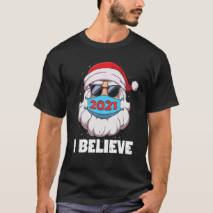 T-shirt Je Crois Père Noël En Masque Visage Lunettes De So