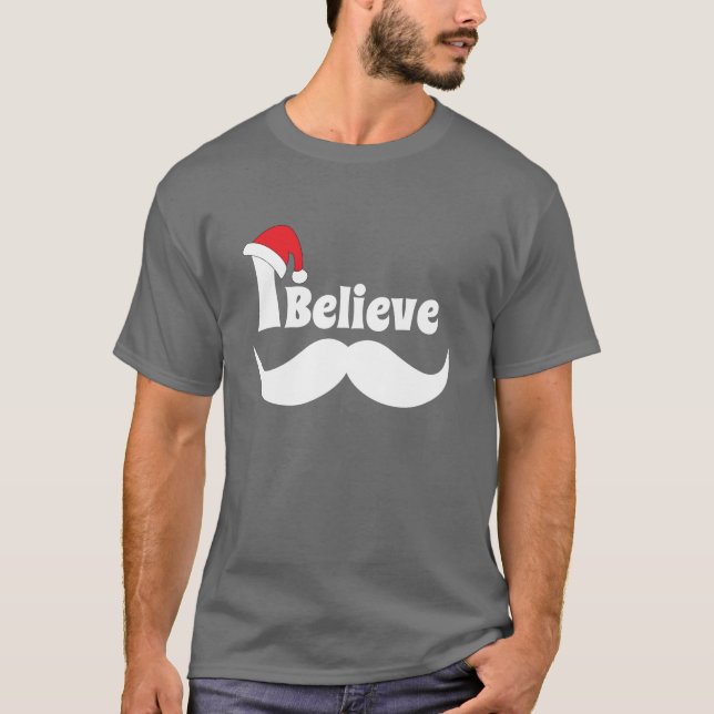 T-shirt Je crois que Noël design avec moustache (Devant)