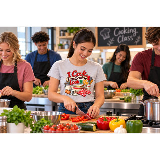 T-shirt Je cuisine à partir de zéro – Cherchez-le
