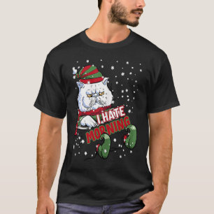 T-shirt Je déteste Chat Matin Kitten Angry Elf Cat Grumpy 