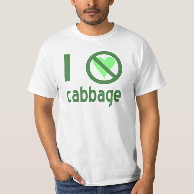 T-shirt Je déteste le texte vert du chou (Devant)