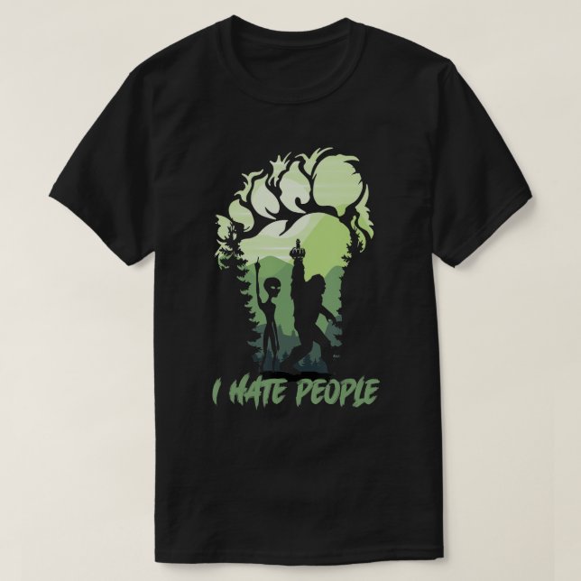 T-shirt Je Déteste Les Gens Bigfoot Sasquatch Aliens Aiman (Design devant)