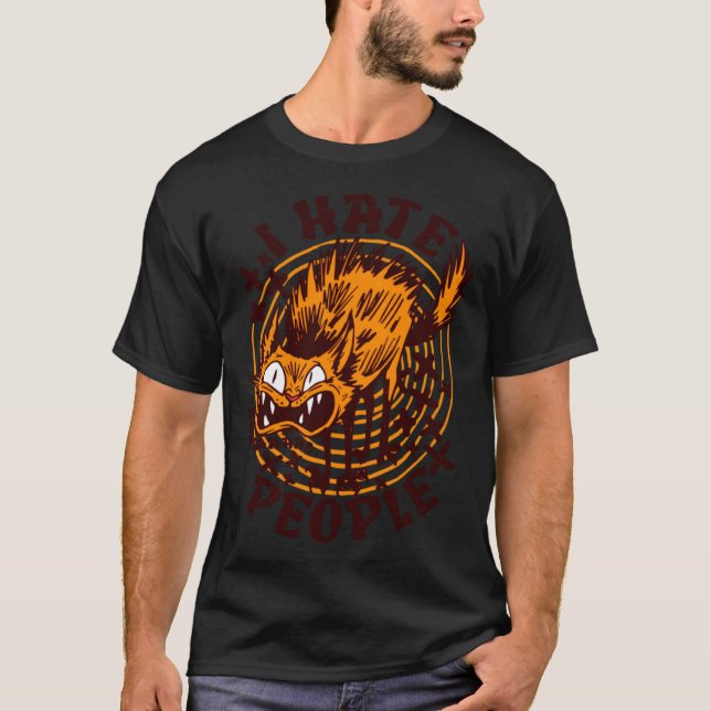 T-shirt je déteste les gens chat (Devant)