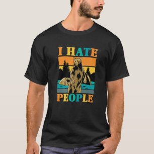 T-shirt Je Déteste Les Gens Je Drôle Camping Vintage Trekk