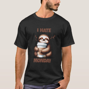 T-shirt Je déteste lundi drôle de paresseux buvant du café