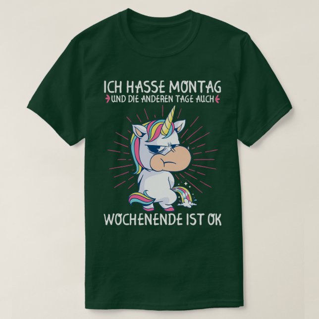 T-shirt Je déteste lundi Unicorn Unicorn Unicorn Funny (Design devant)