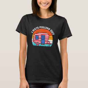 T-shirt Je déteste sortir Travel Trailer Drapeau Usa Campi