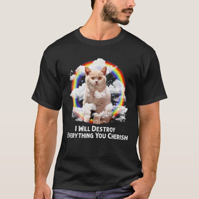 T-shirt Je Détruirai Tout Ce Que Vous Cherchez Chat Arc-En (Devant)