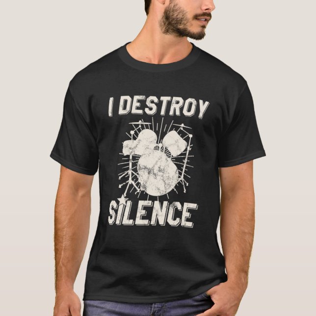 T-shirt Je détruit le tambour de silence (Devant)