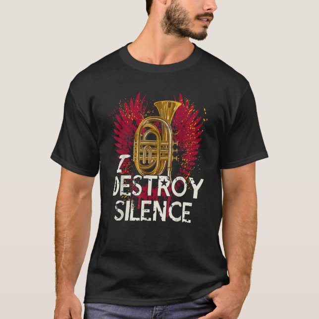 T-shirt Je détruit Silence Baritone Saxophone Baritone Hor (Devant)