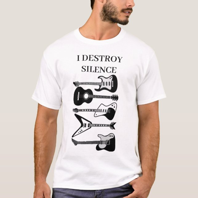 T-shirt Je détruit Silence Guitare Guitariste Hommes Femme (Devant)
