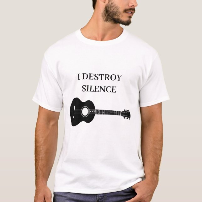T-shirt Je détruit Silence Guitare Guitariste Hommes Femme (Devant)