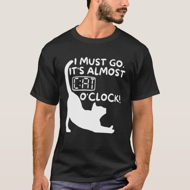 T-shirt Je dois partir. C'est presque l'heure du chat  Drô (Devant)